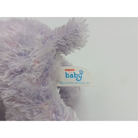 Baby Aurora Purple Hippo Hippopotamus Plush Rattle 4 Inch Satin Feet Stuffed - Picture 4 of 7